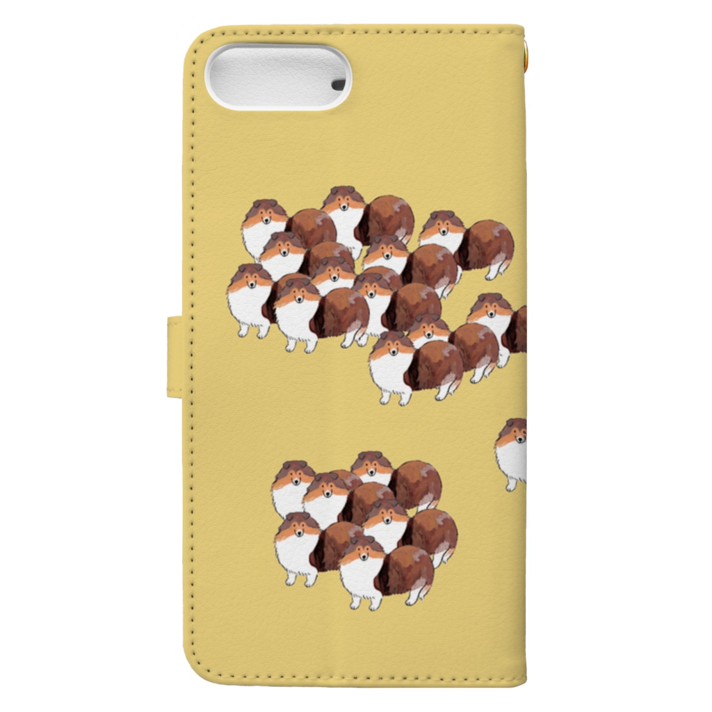 ずっこ（zucco.)のシェルティの大群 Book-Style Smartphone Case :back