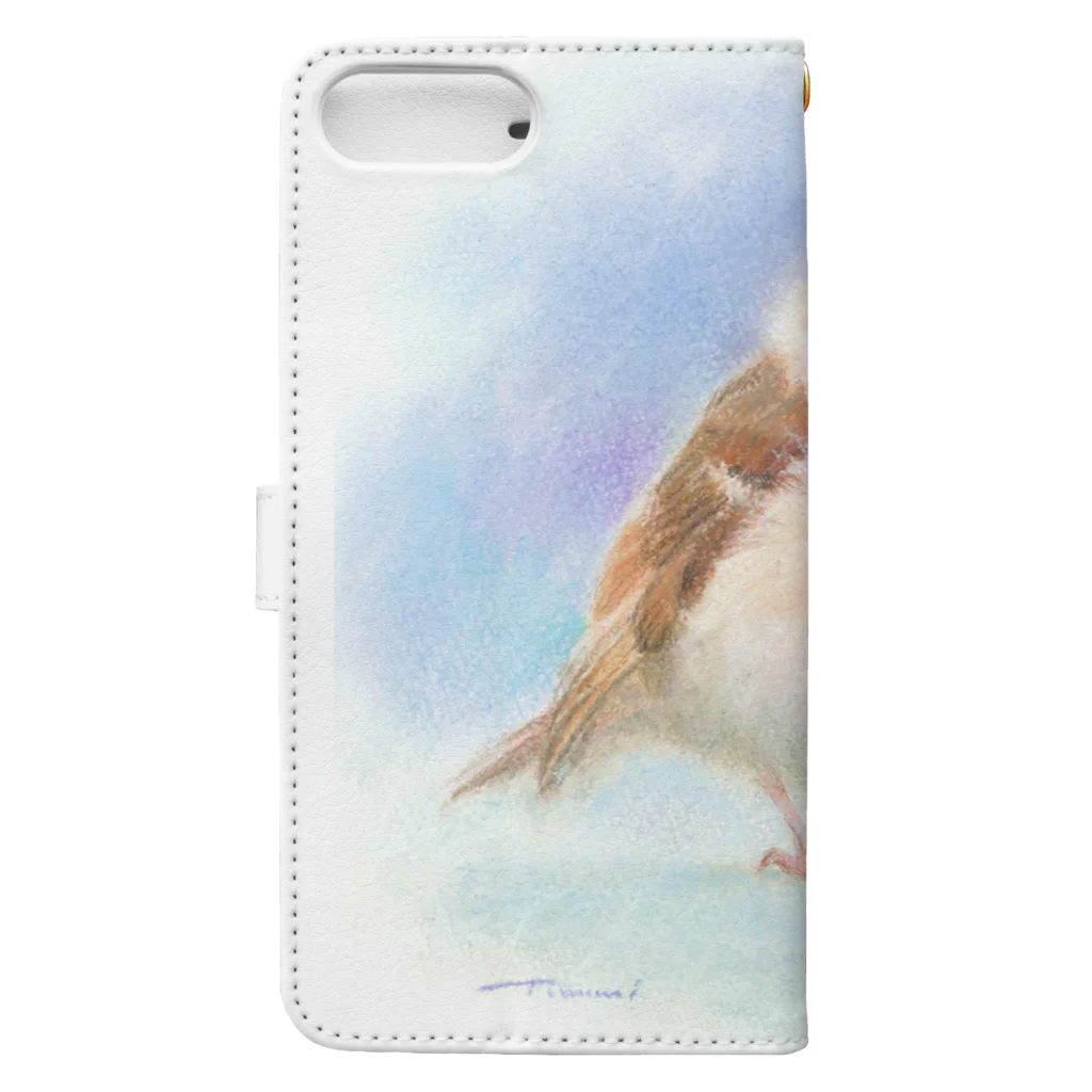 中村友美🐝イラストレーターの小雨子雀（大） Book-Style Smartphone Case :back