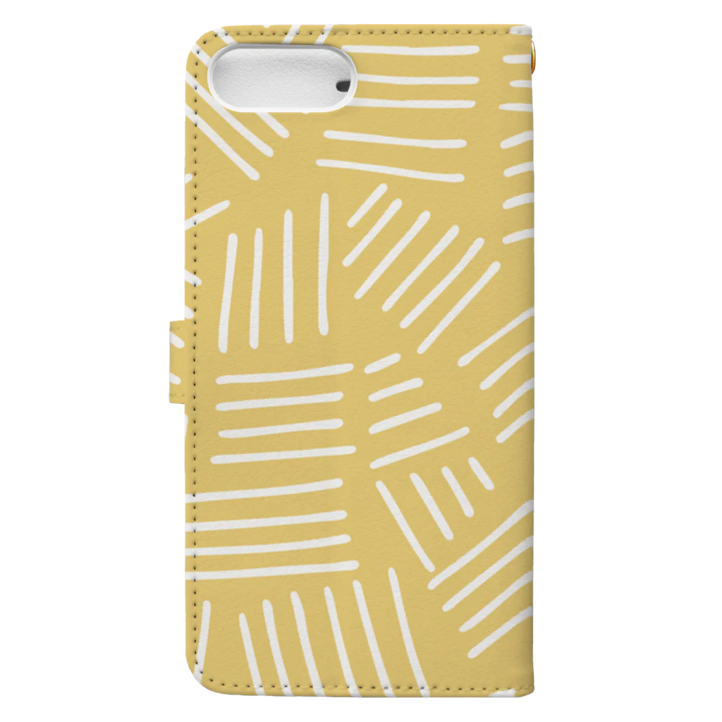 SANKAKU DESIGN STOREの不揃いアミアミ YELLOW。 Book-Style Smartphone Case :back