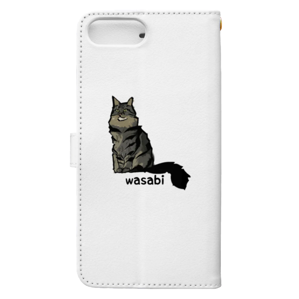 大変かわいらしい猫のグッズ屋さんのwasabi　イラスト Book-Style Smartphone Case :back
