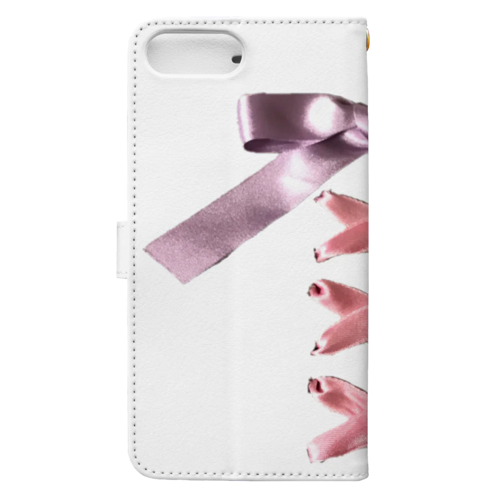 💜Salon de Lucia💜のPink × Lavender Lased-up Ribbon Book-Style Smartphone Case :back