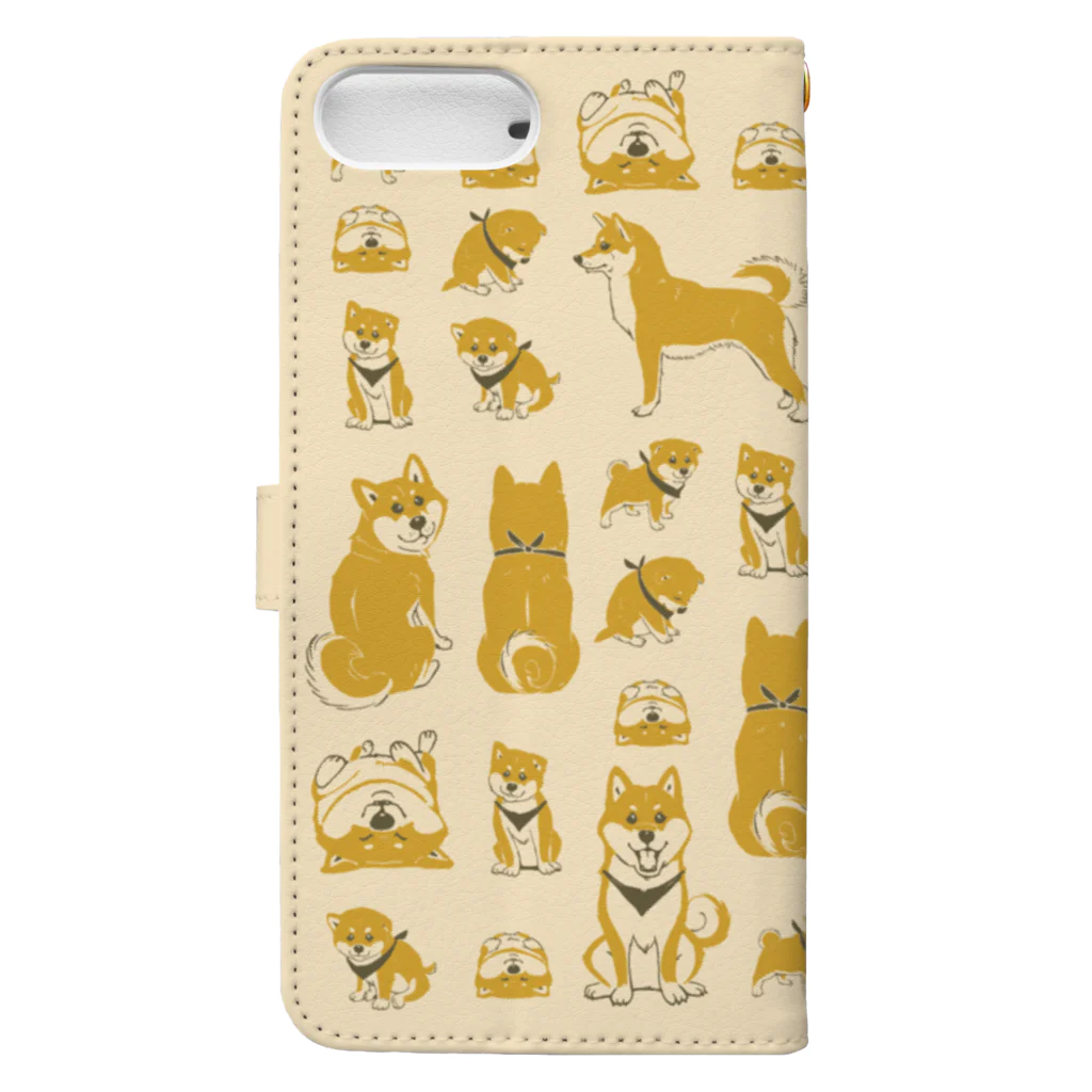 タバタ画房の柴犬（赤柴）たくさん Book-Style Smartphone Case :back