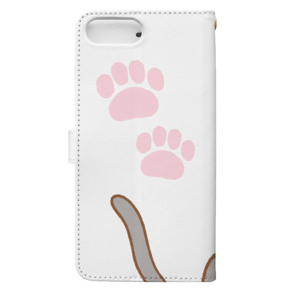 かわいいもののおみせ　いそぎんちゃくのお魚にゃー　グレー Book-Style Smartphone Case :back