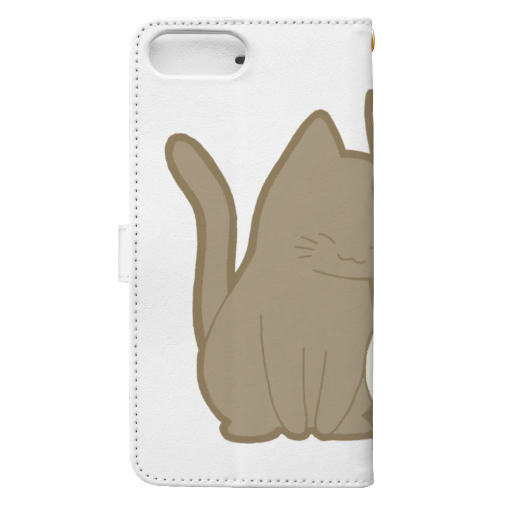 かわいいもののおみせ　いそぎんちゃくの仲良し猫　黒&白 Book-Style Smartphone Case :back