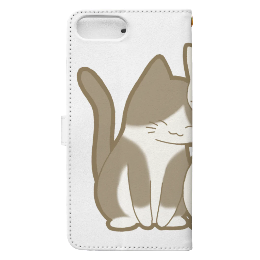 かわいいもののおみせ　いそぎんちゃくの仲良し猫　白黒ハチワレ&白 Book-Style Smartphone Case :back