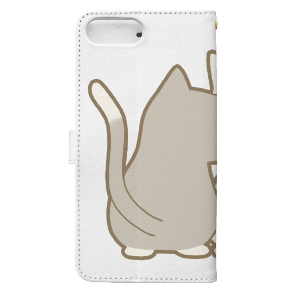 かわいいもののおみせ　いそぎんちゃくの仲良し猫の背中　灰白&白 Book-Style Smartphone Case :back