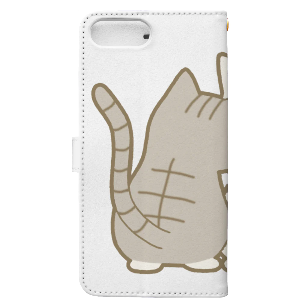 かわいいもののおみせ　いそぎんちゃくの仲良し猫の背中　サバ白&白 Book-Style Smartphone Case :back