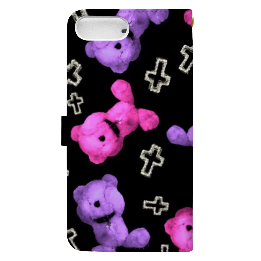 💜Salon de Lucia💜のPeek-a-boo CROSS Teddy BLUEBERRY×RASPBERRY  Random Book-Style Smartphone Case :back