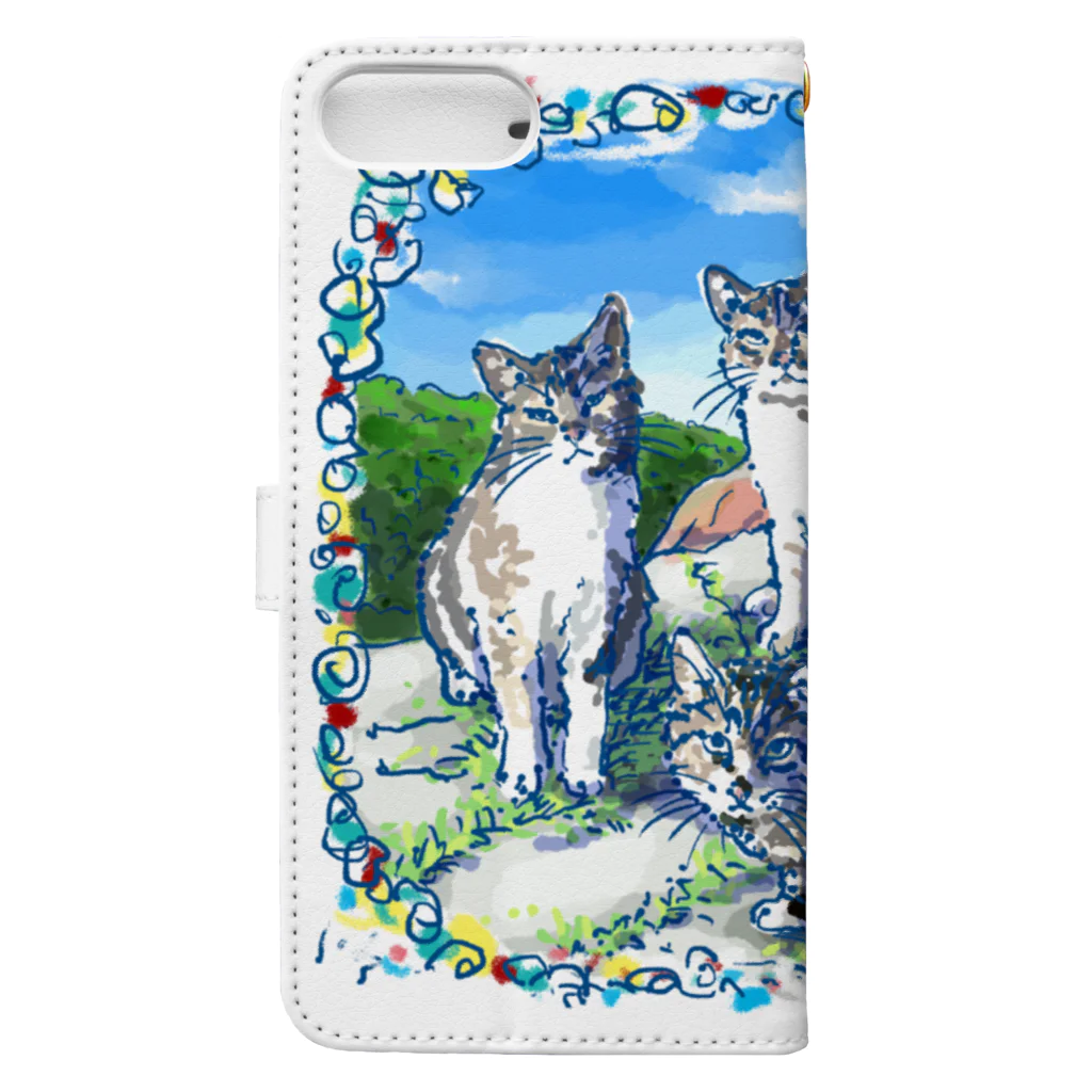Atelir SOLEILのミコノス島の山登り猫 Book-Style Smartphone Case :back