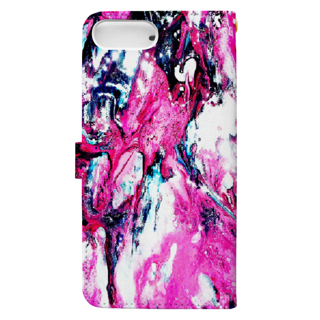 兎派のpaint_01_landscape(vivid pink) Book-Style Smartphone Case :back