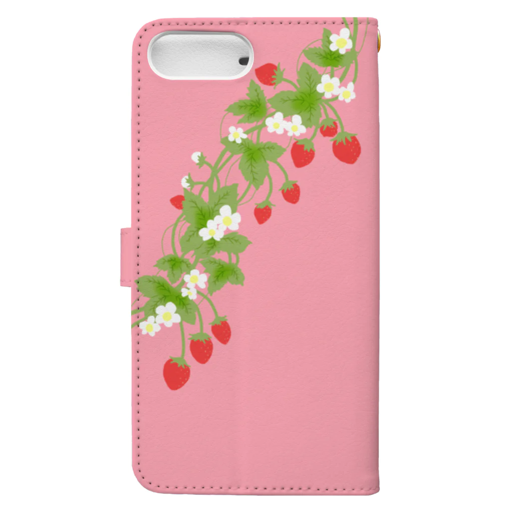 hinakoグッズストアのhappy wild strawberry(ハート) 手帳型スマホケースの裏面