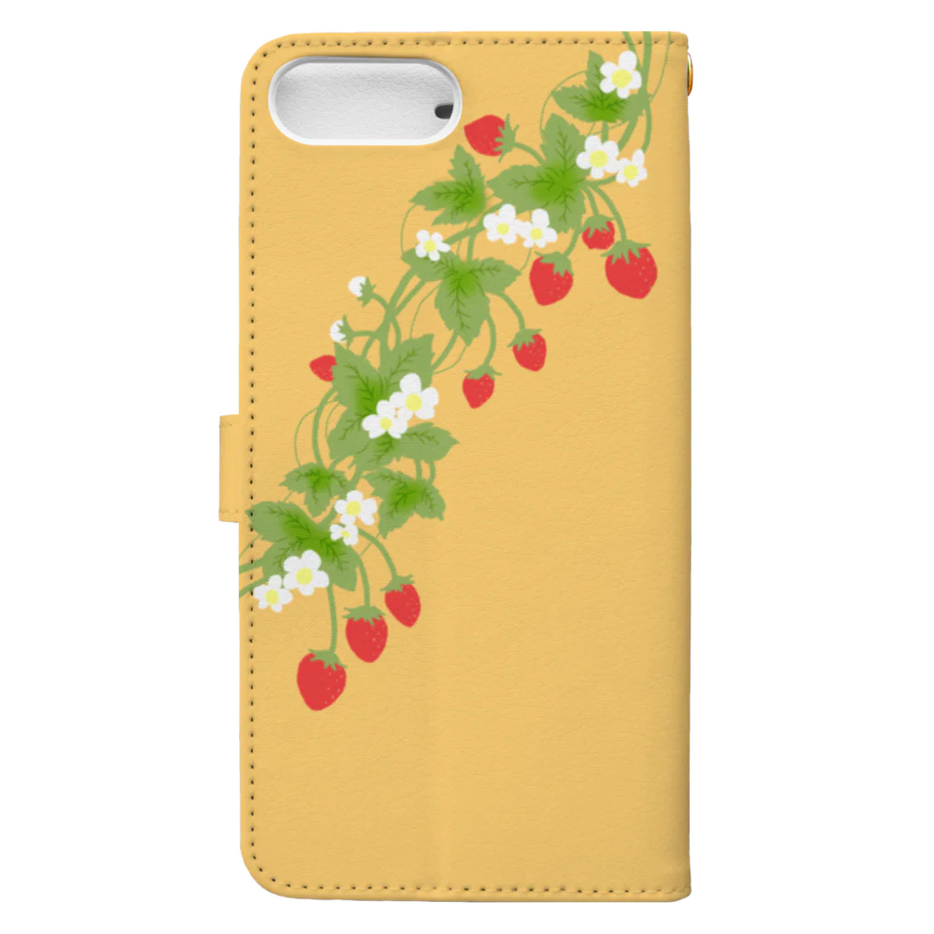 hinakoグッズストアのhappy wild strawberry(ハート/イエロー) Book-Style Smartphone Case :back