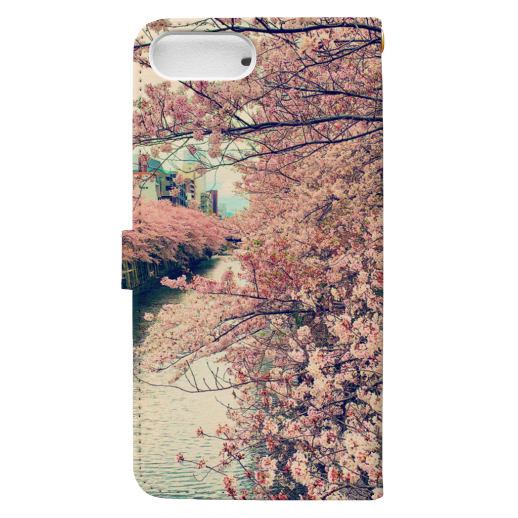 日本風景と自然風景の桜　目黒 Book-Style Smartphone Case :back