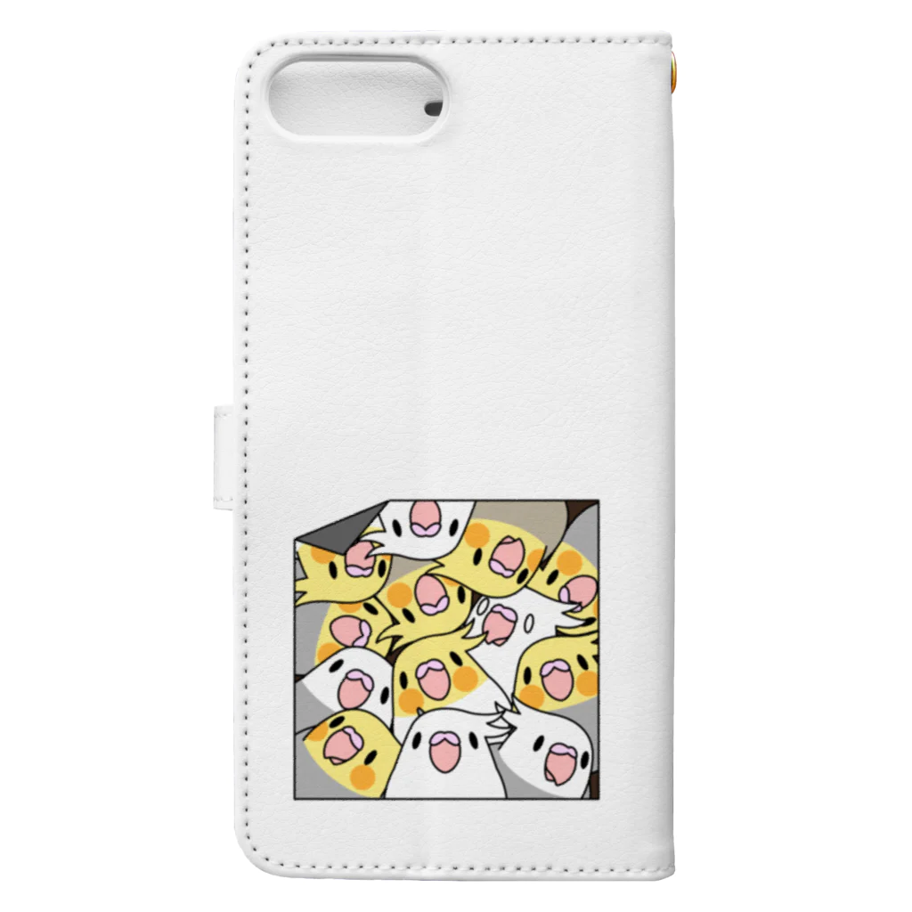 まめるりはことりの三密です！むちむちオカメインコさん【まめるりはことり】 Book-Style Smartphone Case :back