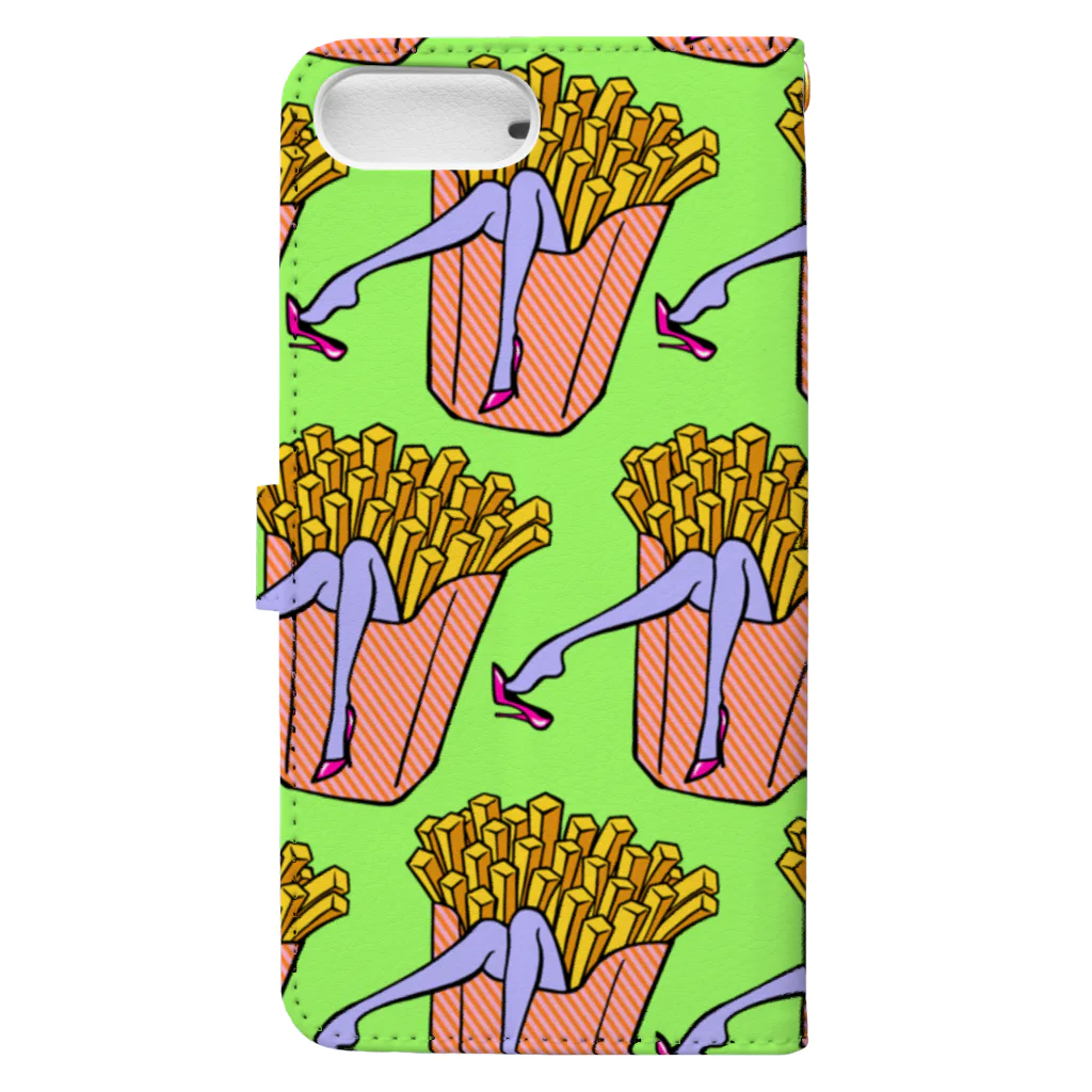 Mieko_Kawasakiの魅惑のフライドポテト🍟　GULTY PLEASURE FRENCH FRIES GREEN Book-Style Smartphone Case :back