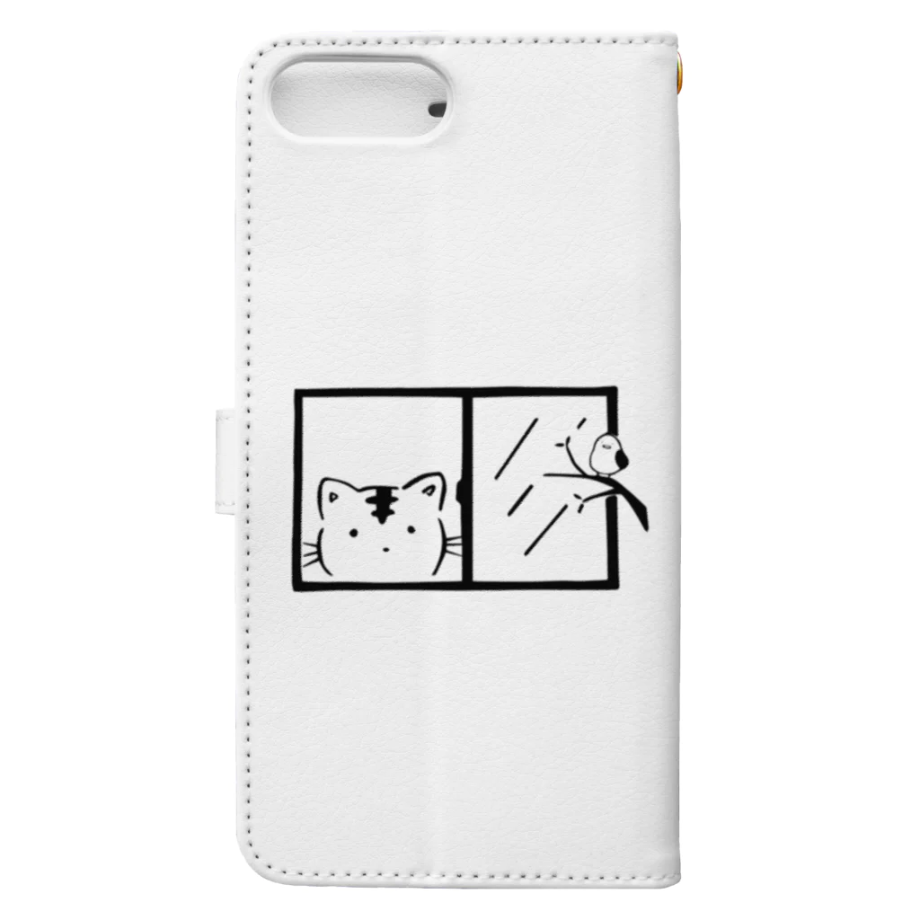 ねこのわっしょいの窓わっしょい Book-Style Smartphone Case :back