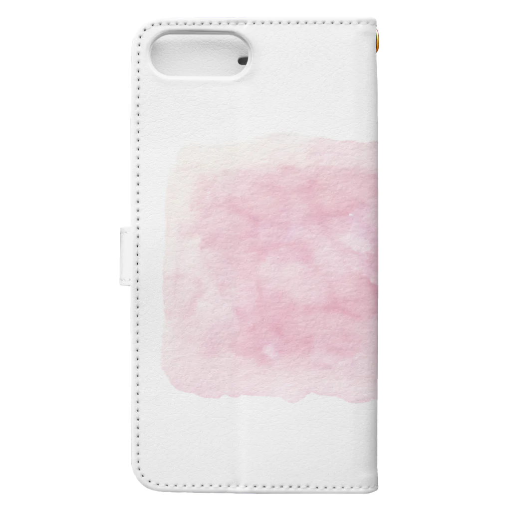 どうぶつの水彩画店のcolor ピンク Book-Style Smartphone Case :back