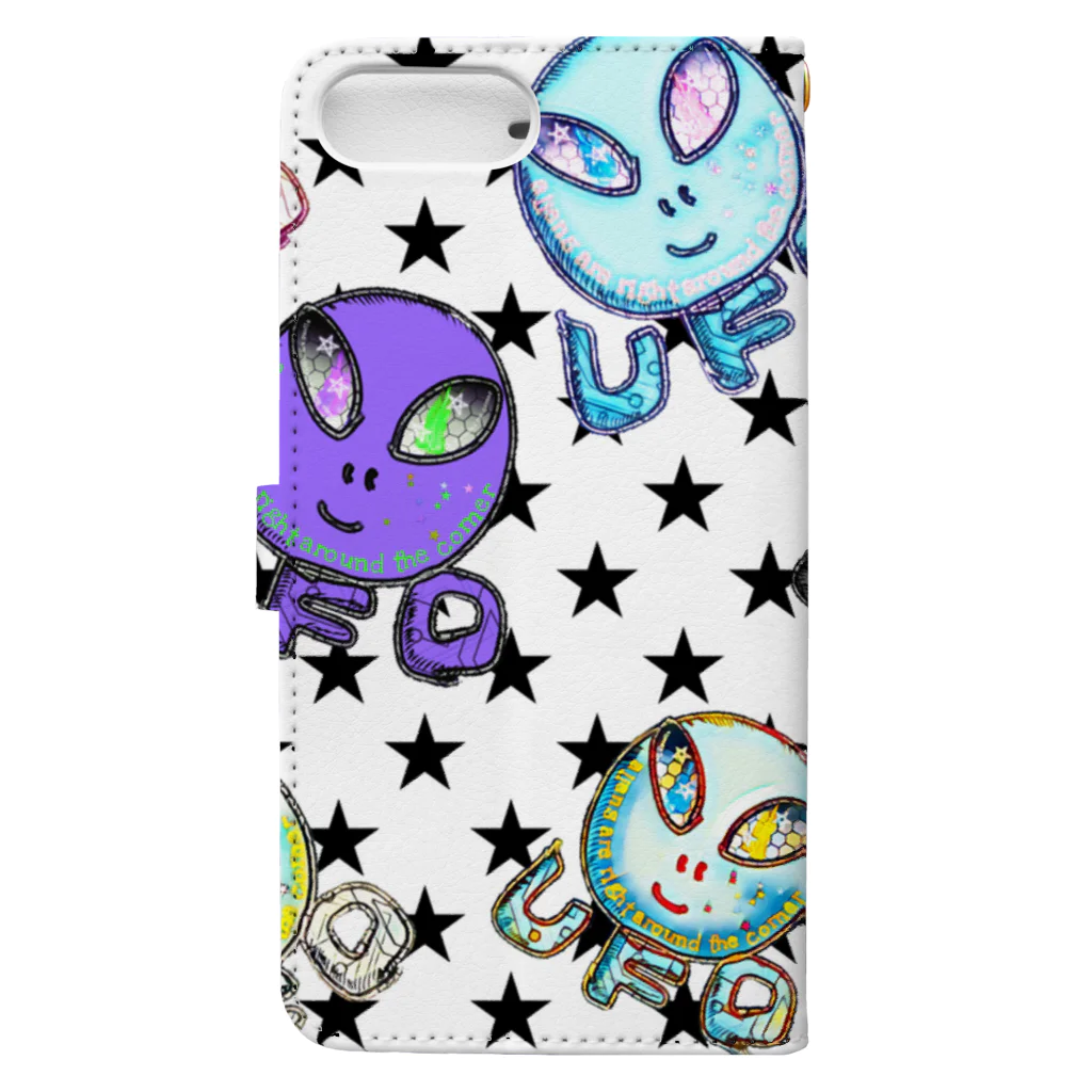 ZORUMEKIA あぞじぃーからの（zorumekia369）の宇宙人はすぐそばにいます🎵✨✨✨ Book-Style Smartphone Case :back