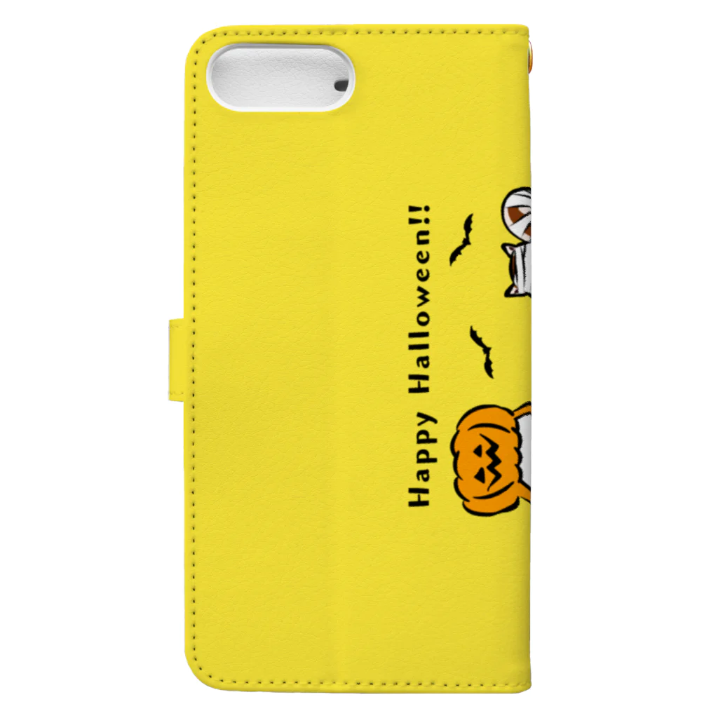 ないものねだりのハロウィンたまごと強がリス(黄色) Book-Style Smartphone Case :back