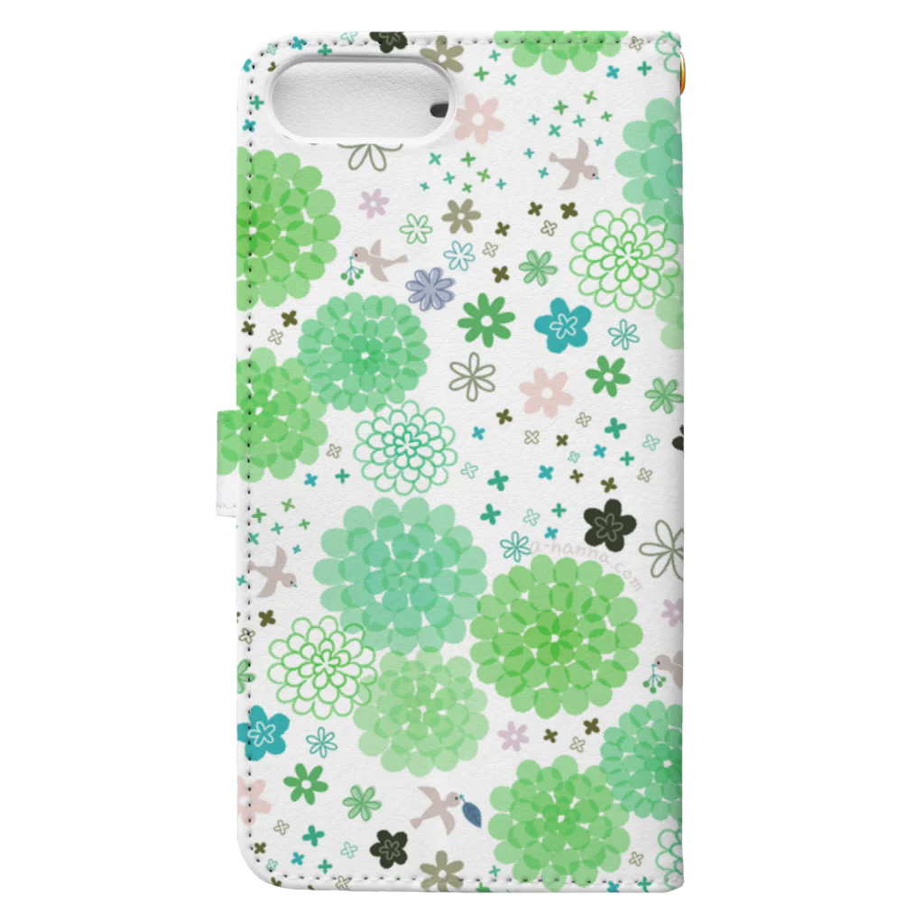 アトリエ・ハンナのflowers(green) Book-Style Smartphone Case :back