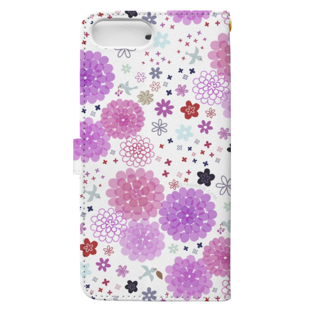アトリエ・ハンナのflowers(purple) Book-Style Smartphone Case :back