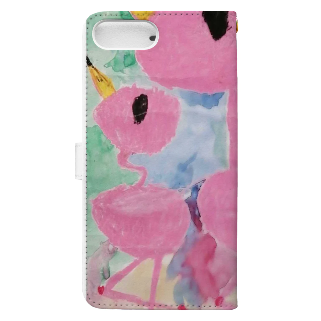oekakiのオエカキ_ Flamingo Book-Style Smartphone Case :back