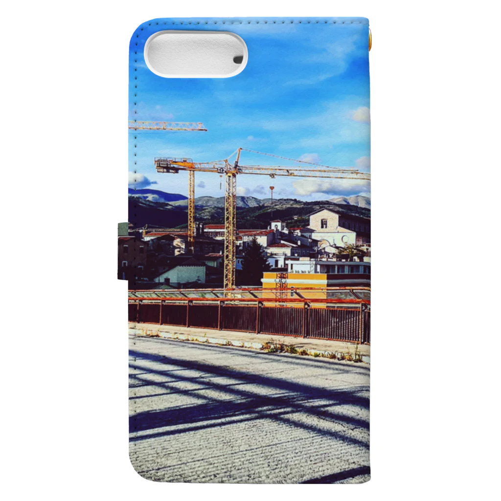 ほのかのラクイラの街角と道路 Book-Style Smartphone Case :back