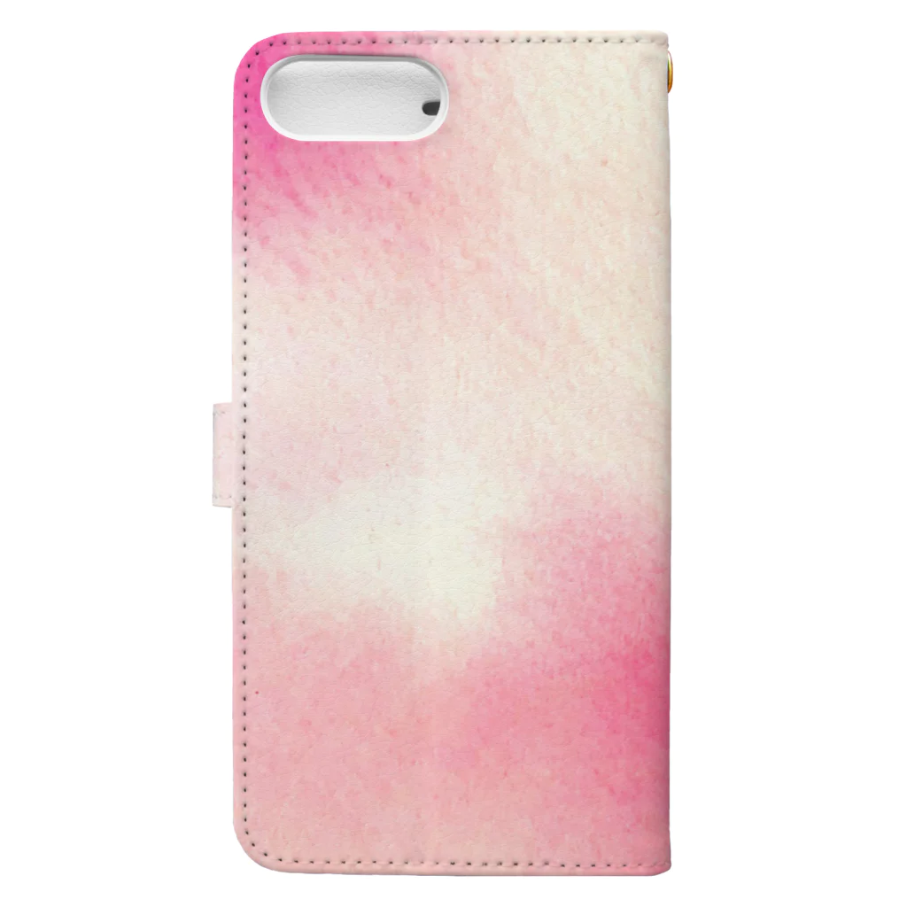 水彩 Ao_watercolorのPeach pink　水彩 Book-Style Smartphone Case :back