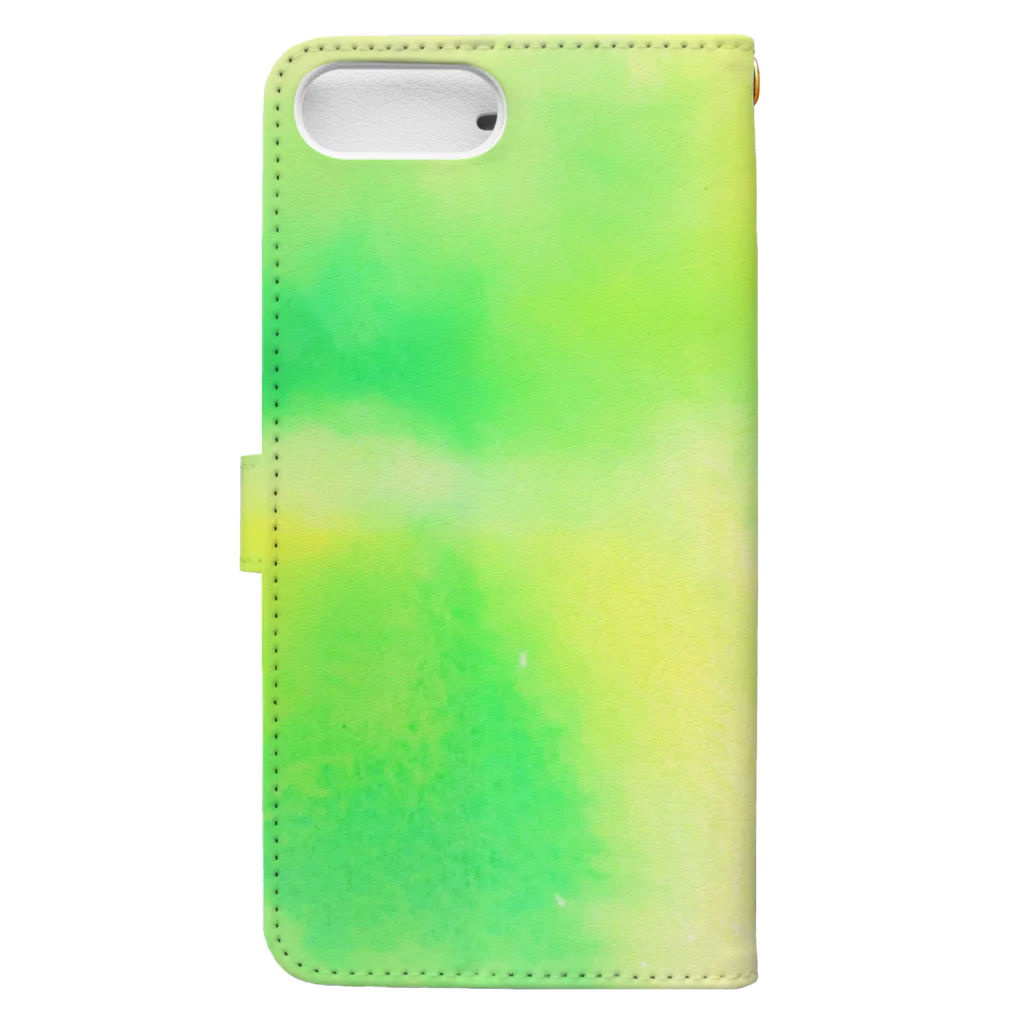 水彩 Ao_watercolorのFresh Green　水彩 Book-Style Smartphone Case :back