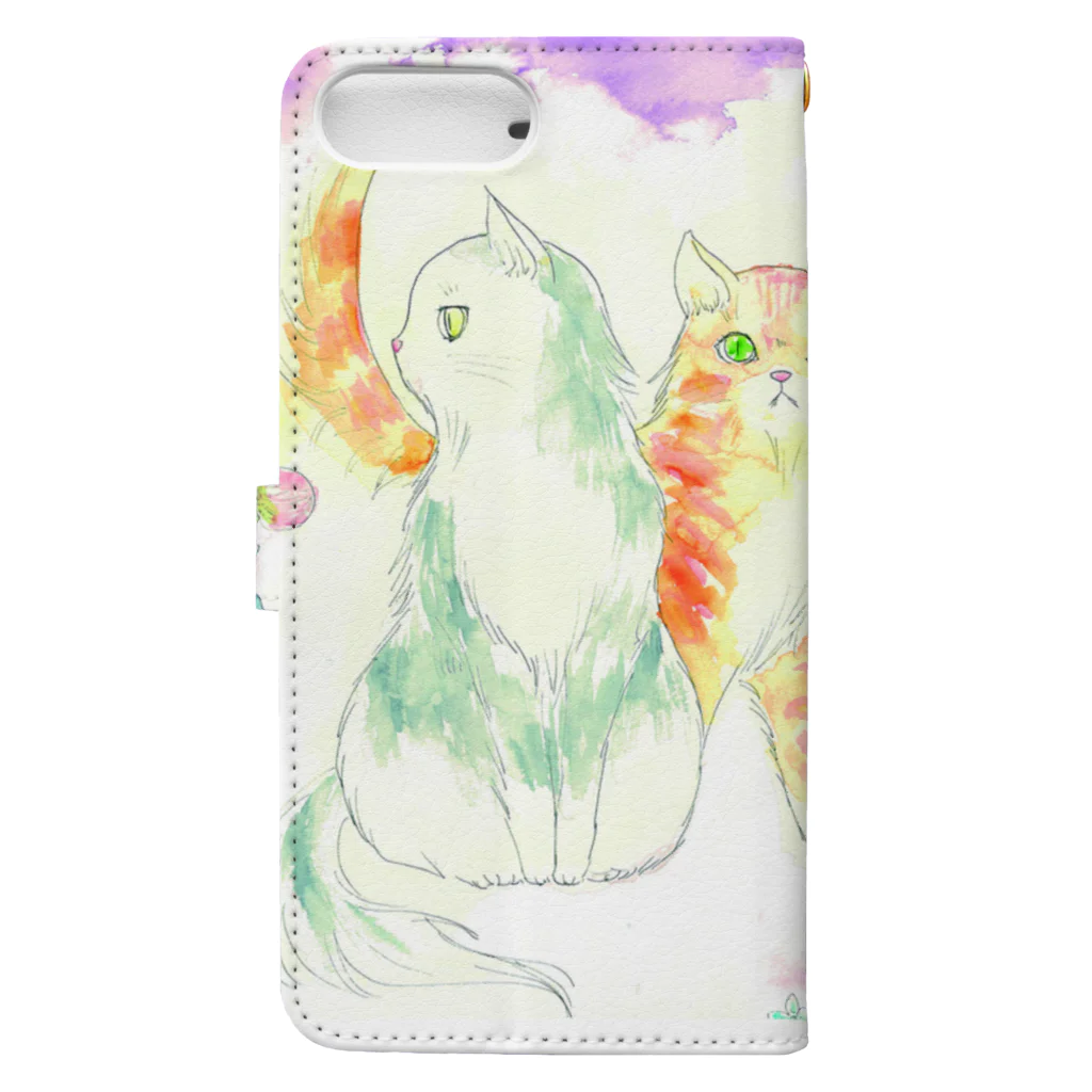 un d'amocitineのねことお花の絵 Book-Style Smartphone Case :back