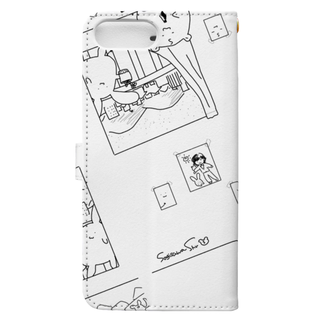 BabyShu shopのノスタルジー鷺ハムシリーズwhiteスマホケース Book-Style Smartphone Case :back