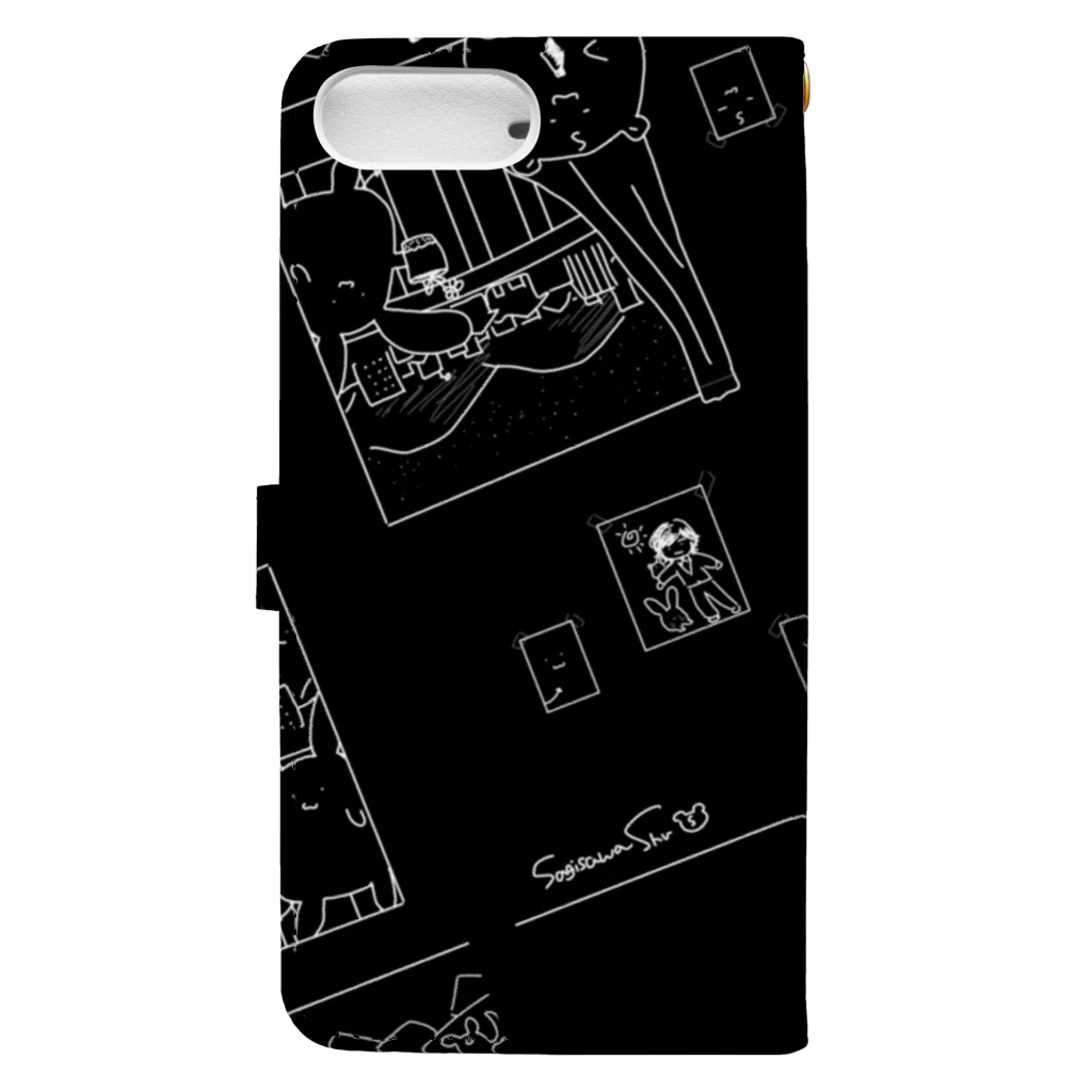 BabyShu shopのノスタルジー鷺ハムシリーズblackスマホケース Book-Style Smartphone Case :back