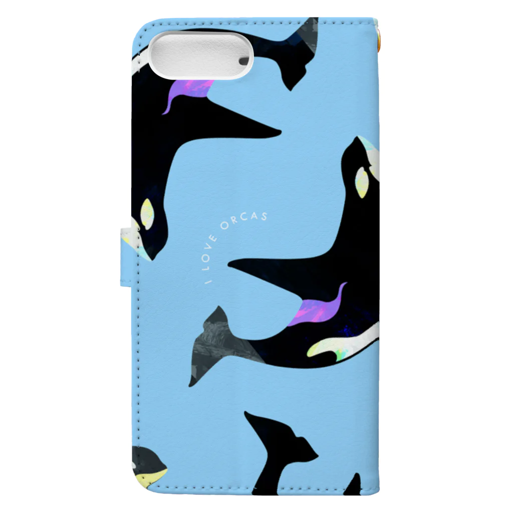 クジラの雑貨屋さん。のシャチ　I LOVE ORCA Book-Style Smartphone Case :back