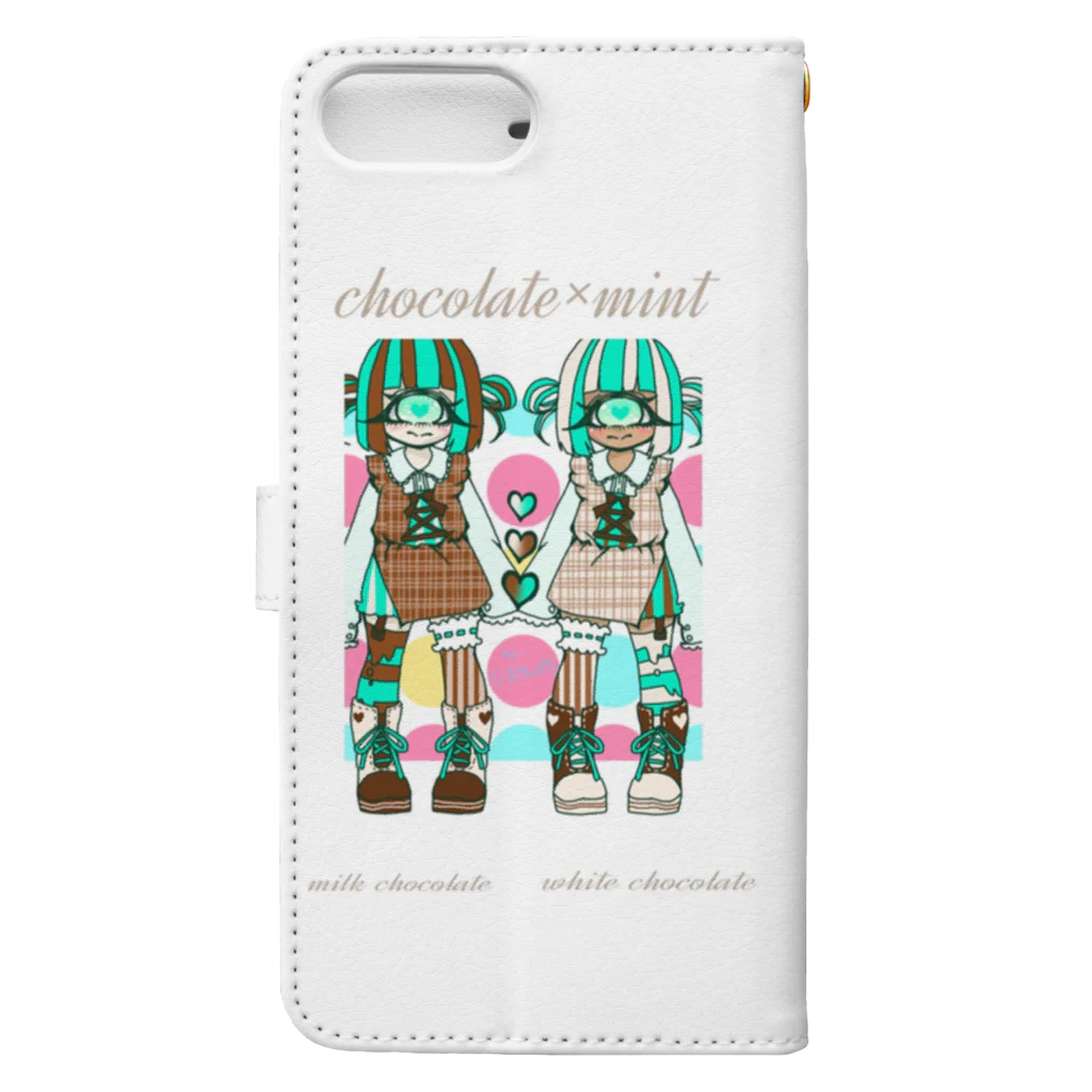 🐿chaco.🌿のchocolateツインズ Book-Style Smartphone Case :back