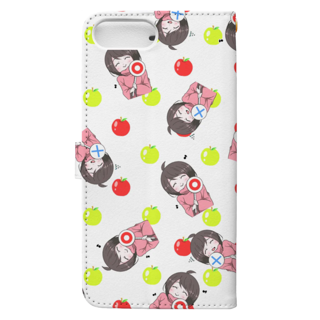 TSUYORONの🍎りんごちゃんとりんご🍏(サイズ変更できます) Book-Style Smartphone Case :back