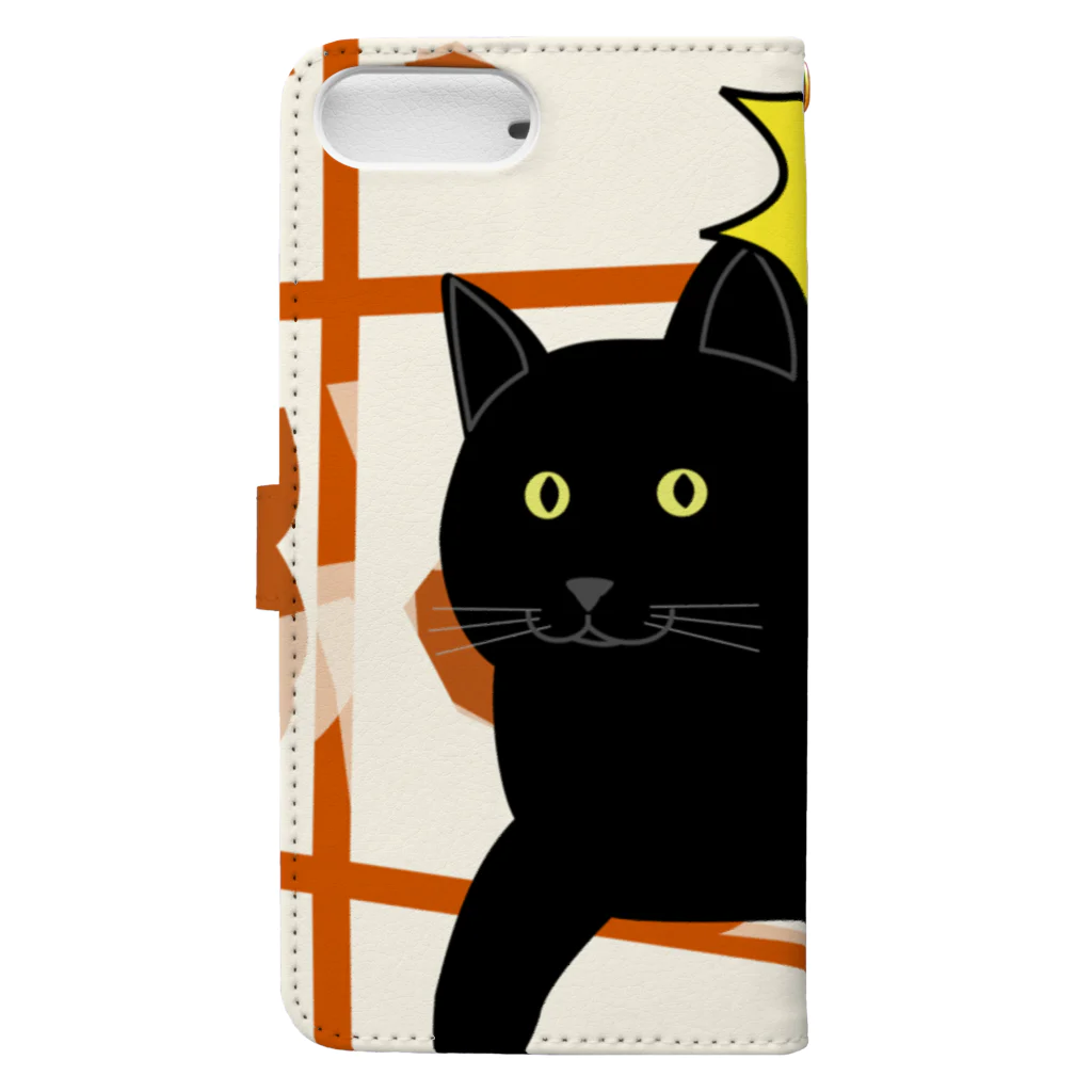 Noko's SHOPのいたずら猫　障子破り スマホケース Book-Style Smartphone Case :back