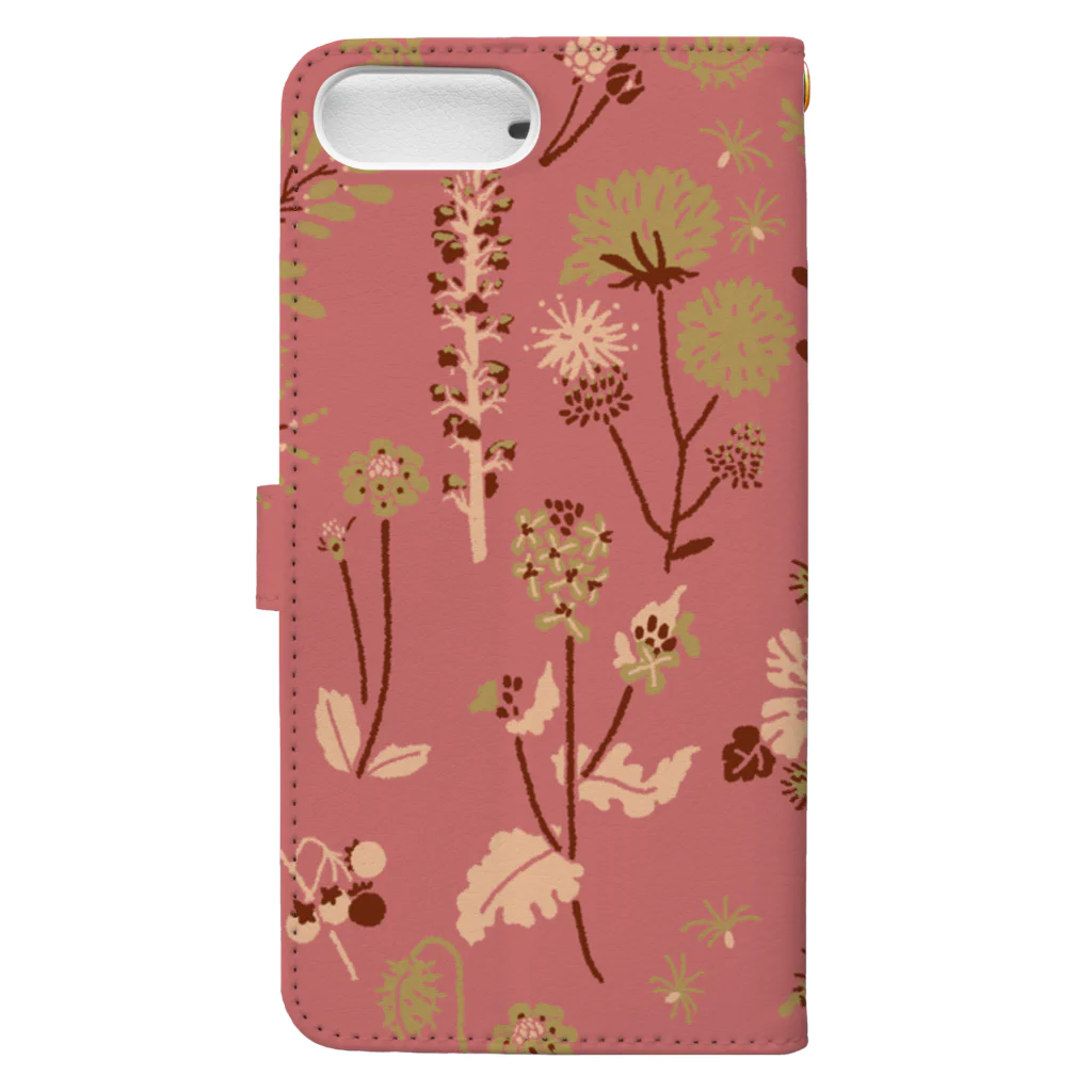 muramotochihiroの野の草花（ピンク） Book-Style Smartphone Case :back