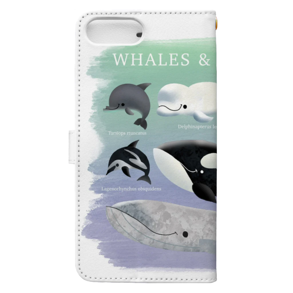 YAMAGATANIGAOE〜apparel〜のドルフィンズ＆ホエールズ Book-Style Smartphone Case :back