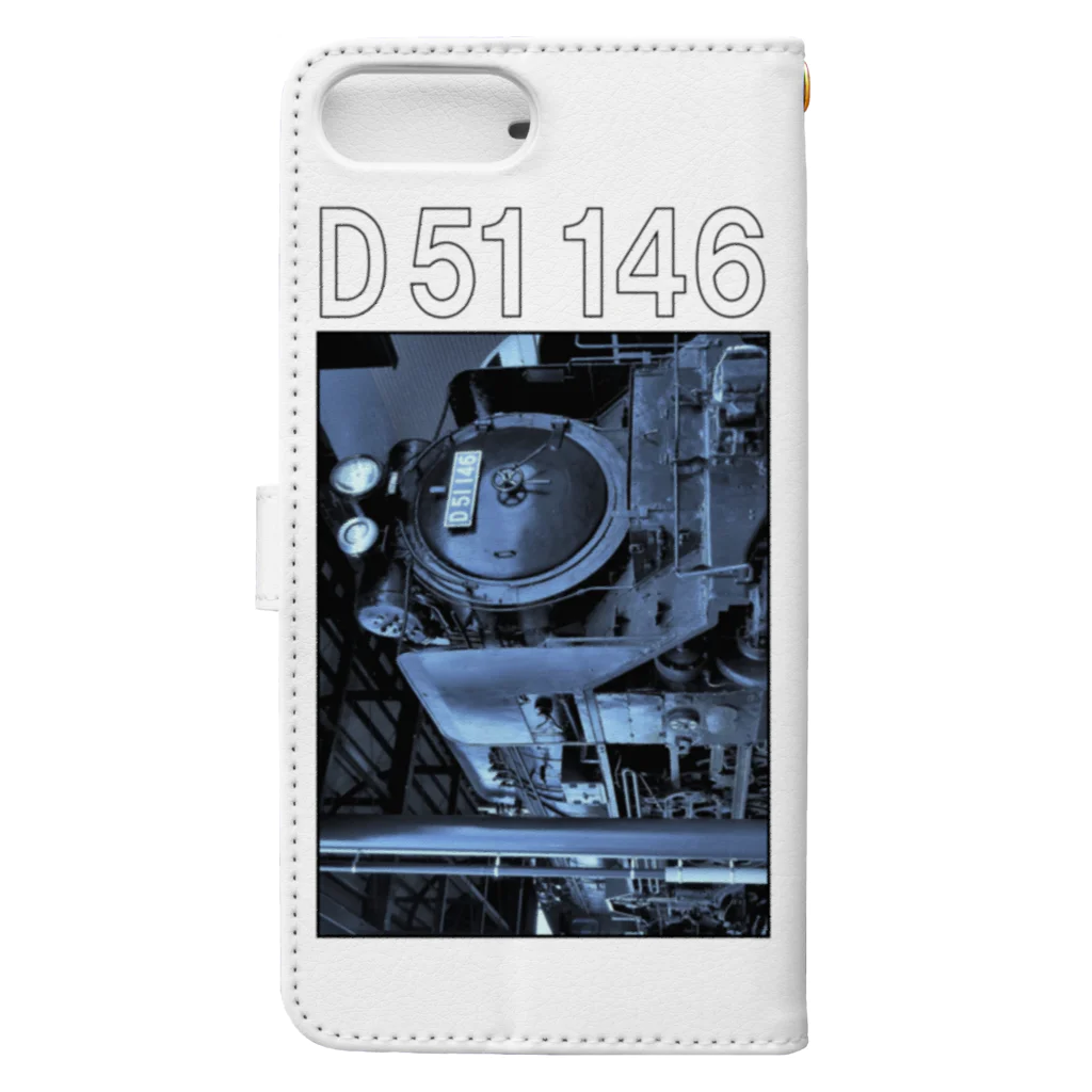 ヴィンテージ鉄道写真グッズの店のテンダー式蒸気機関車 D51146 （ブルートーン・フォト） Book-Style Smartphone Case :back