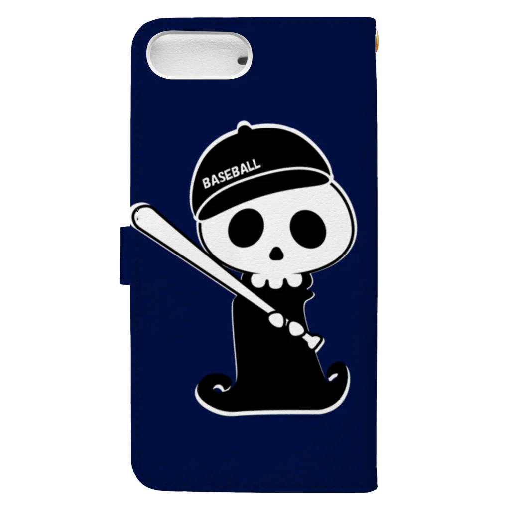 おやじ工房のBaseball skall （スマホケース・紺） Book-Style Smartphone Case :back