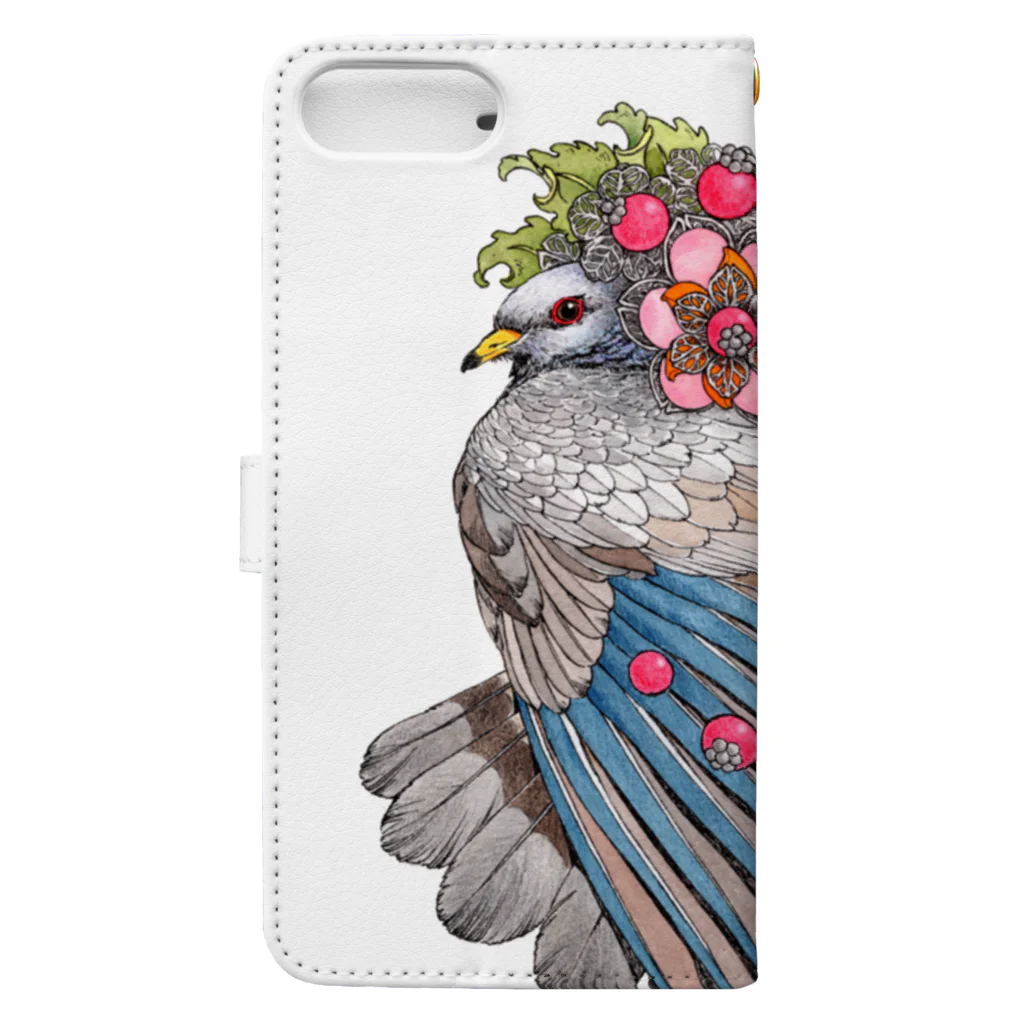 萩岩睦美のグッズショップの手帳型スマホケース　OLGA PIGEON (ハト） Book-Style Smartphone Case :back