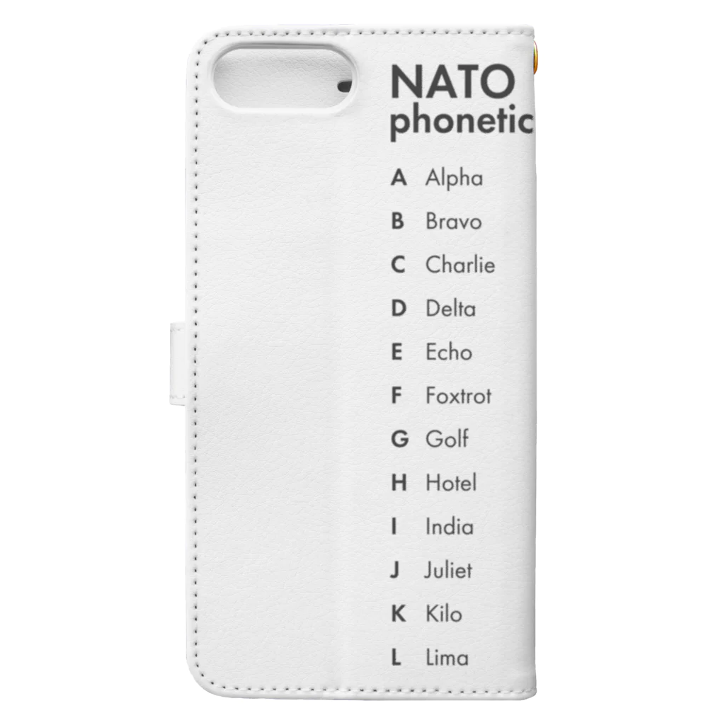 クウネルアソブシゴトスルのNATOフォネティックコード Book-Style Smartphone Case :back