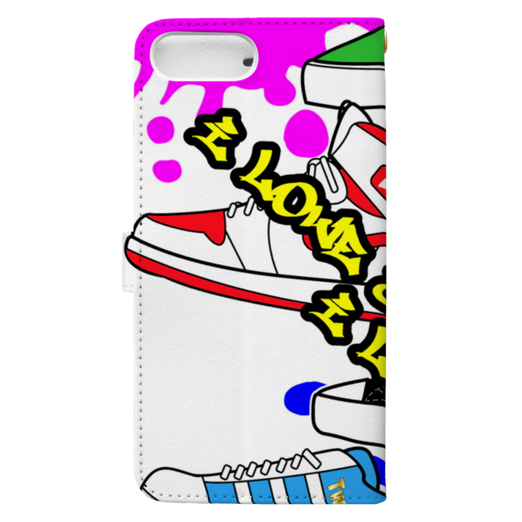 カクウレコードのI Love Sneakers.I Like SNS. Book-Style Smartphone Case :back