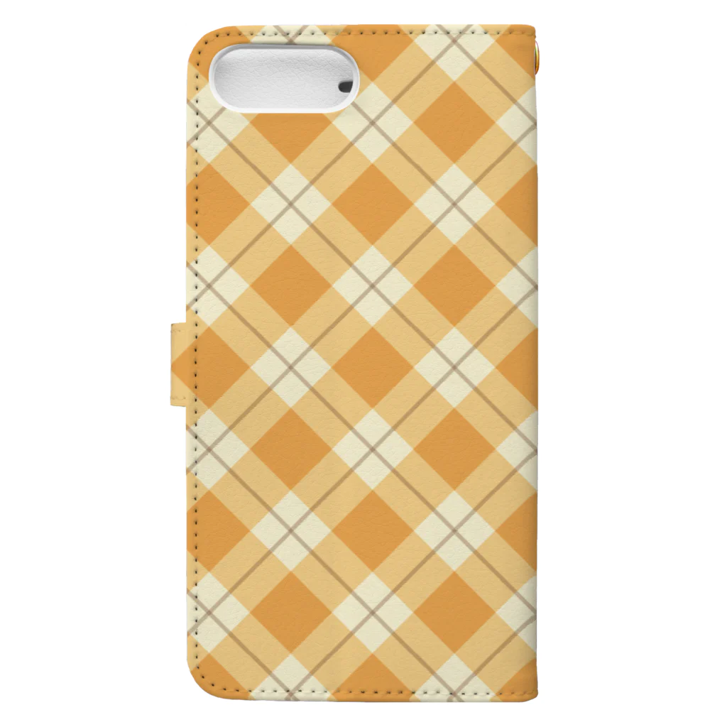 orange_honeyのチェック　黄色 Book-Style Smartphone Case :back