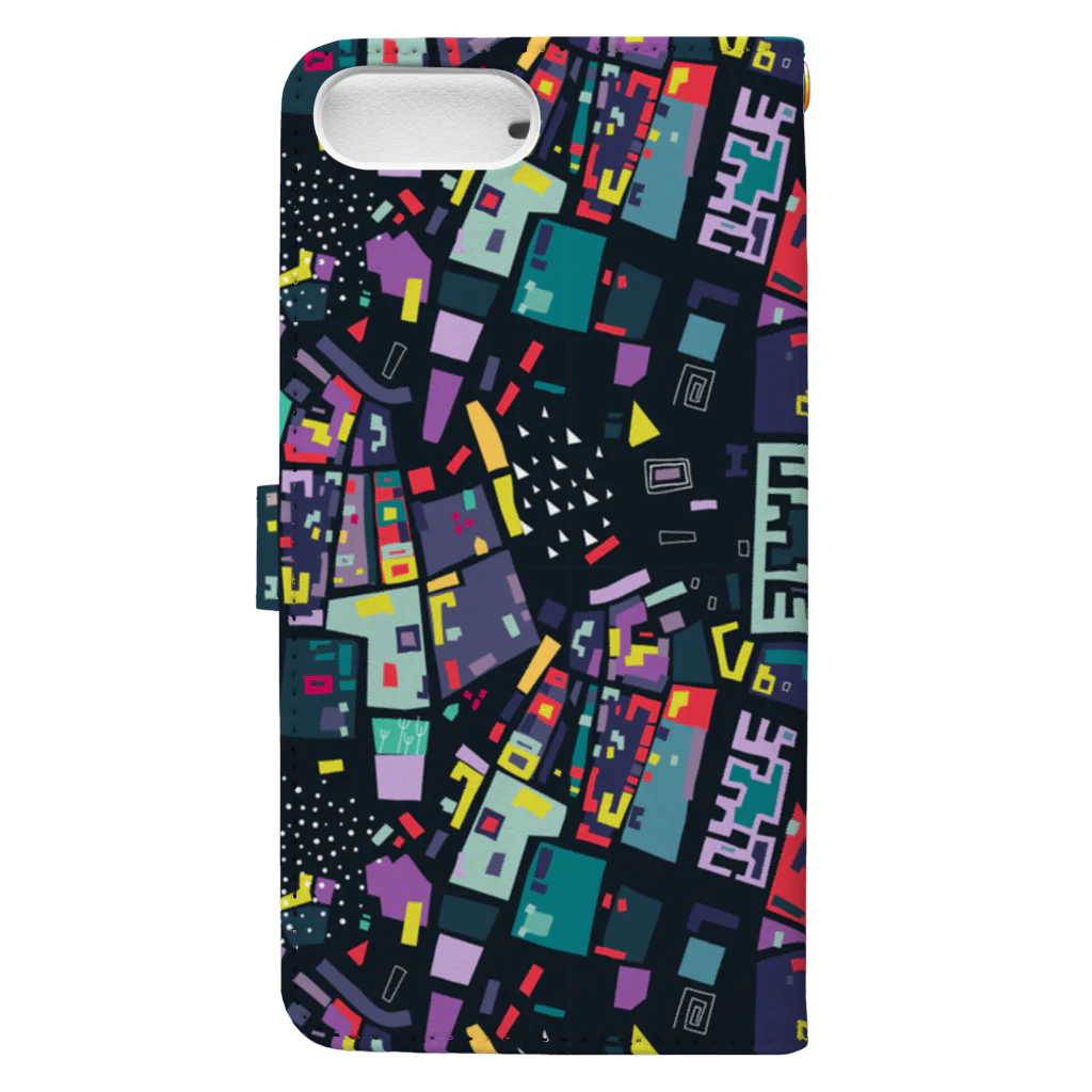 SANKAKU DESIGN STOREの秩序と無秩序のモダンアート。 dark Book-Style Smartphone Case :back