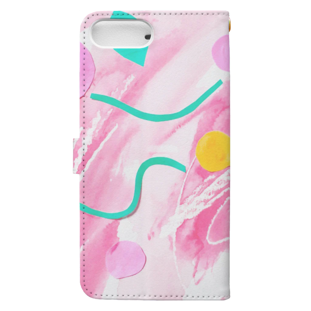 aicecreamの花1　水彩、クレヨン、おりがみ Book-Style Smartphone Case :back