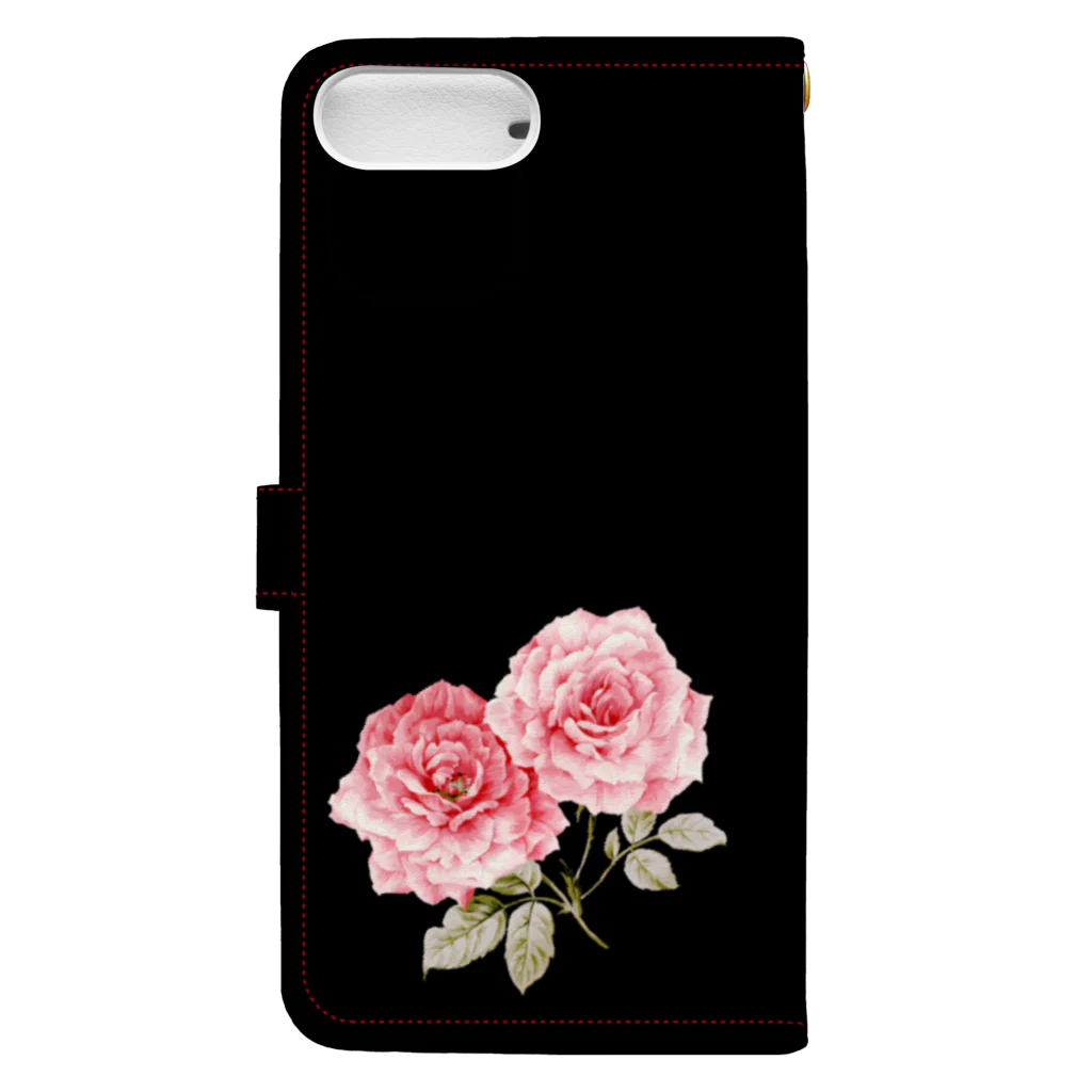 Neo_louloudi(ネオルルディ)の薔薇/Rose black✖️pink Book-Style Smartphone Case :back
