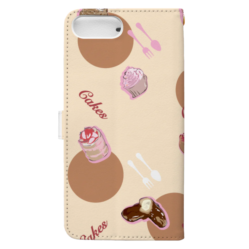 Atelier CのCakes-ライトブラウン Book-Style Smartphone Case :back