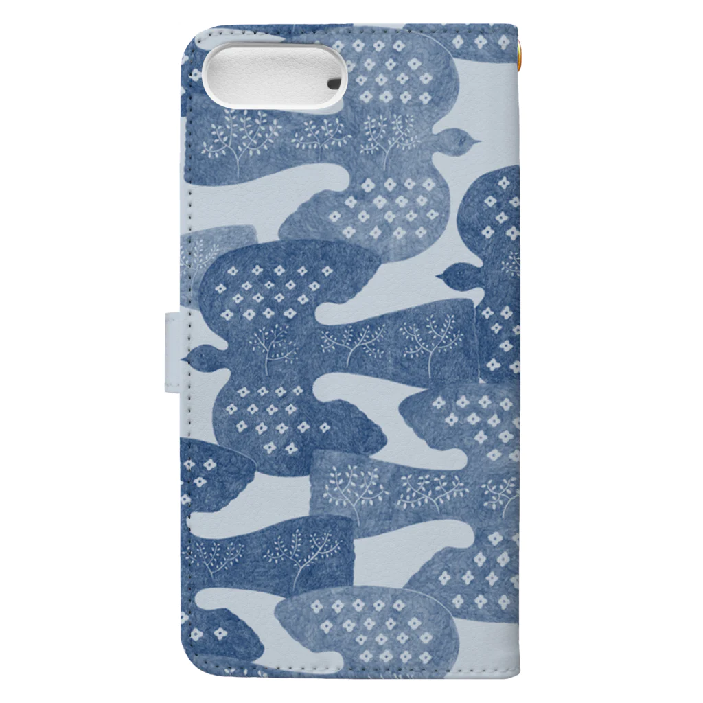 KAYO AOYAMAのfolk birds blue Book-Style Smartphone Case :back