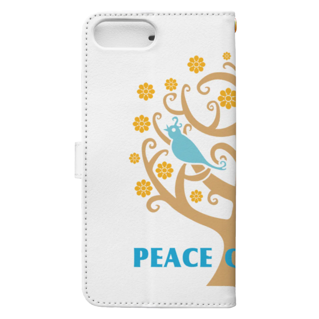 フェザーフレンズの鳥/Peace on Earthツリー Book-Style Smartphone Case :back